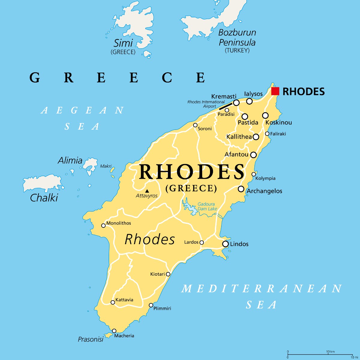 Mappa Di Rodi Interattiva Con I Luoghi Da Visitare